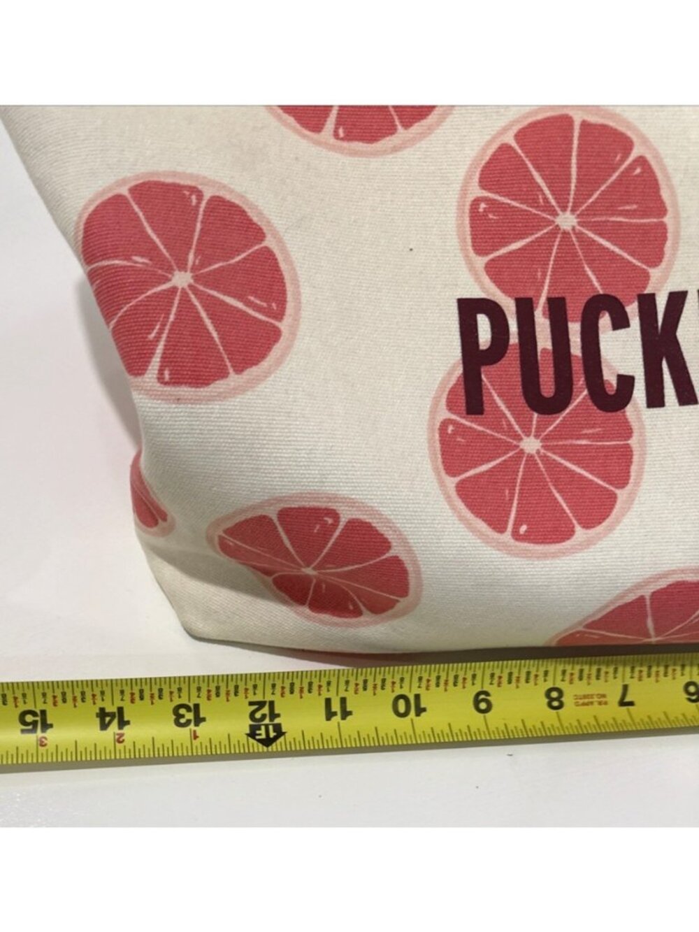 Kate Spade Flights Of Fancy Francis 'Pucker Up' Grapefruit Canvas Tote Purse Bag - Picture 10 of 11